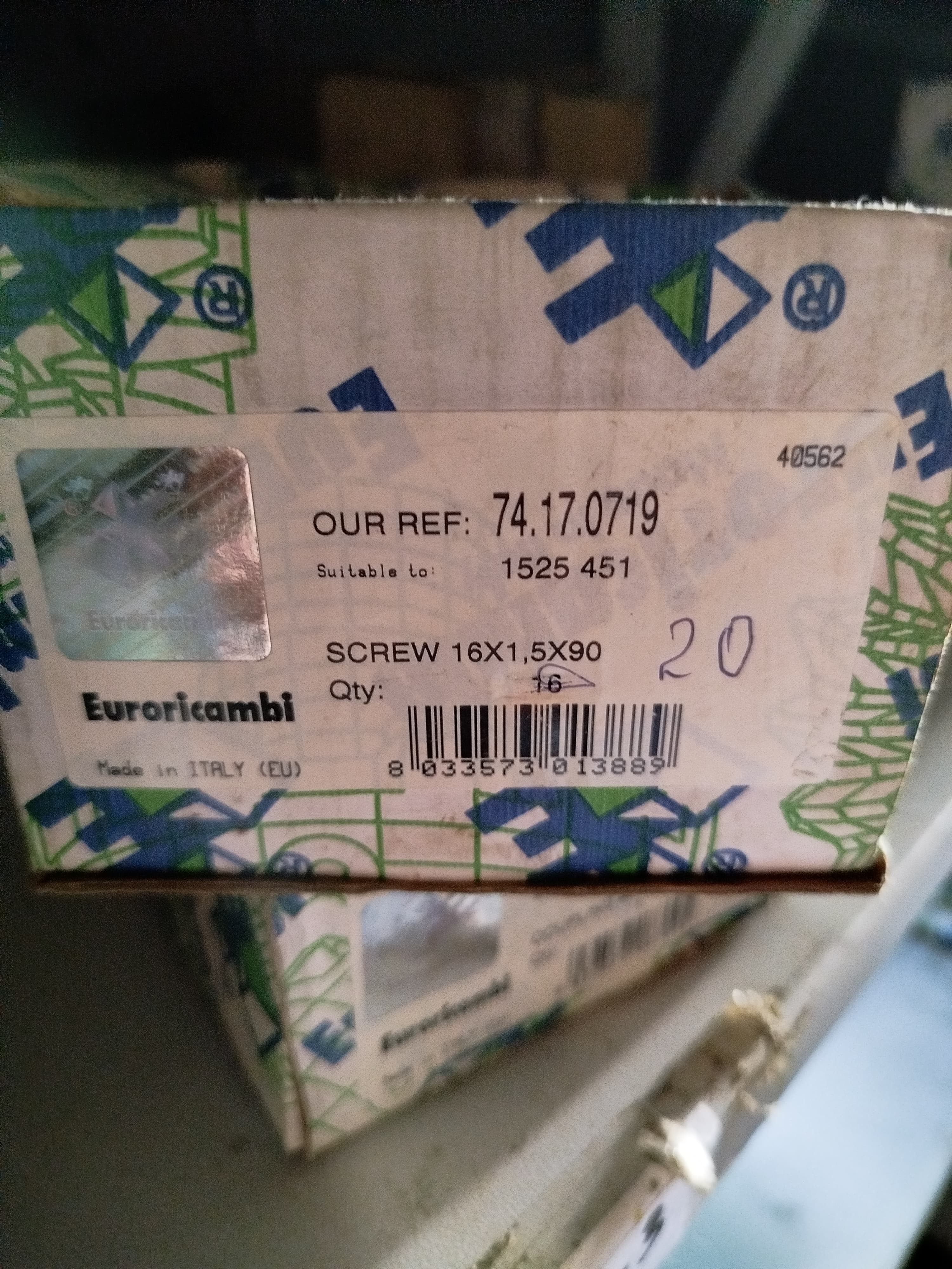 Euroricambi Болт 16x1,5x90